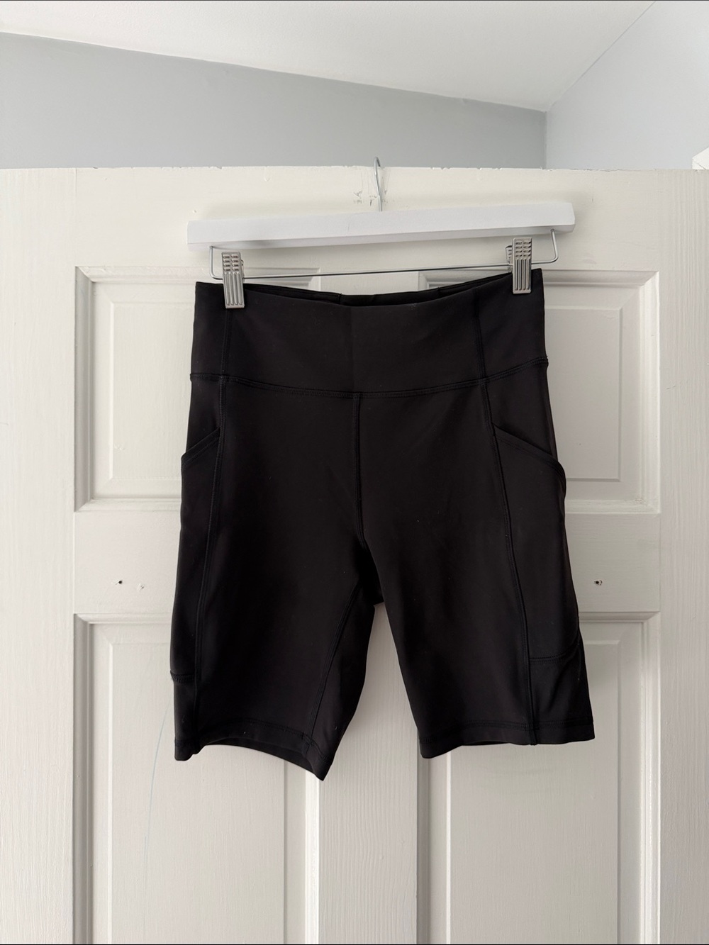 Lulu Lemon Women's Black High-Rise Bike Shorts with Side Pockets